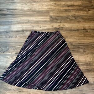 Striped A-Line Women's Skirt in Black and Purple